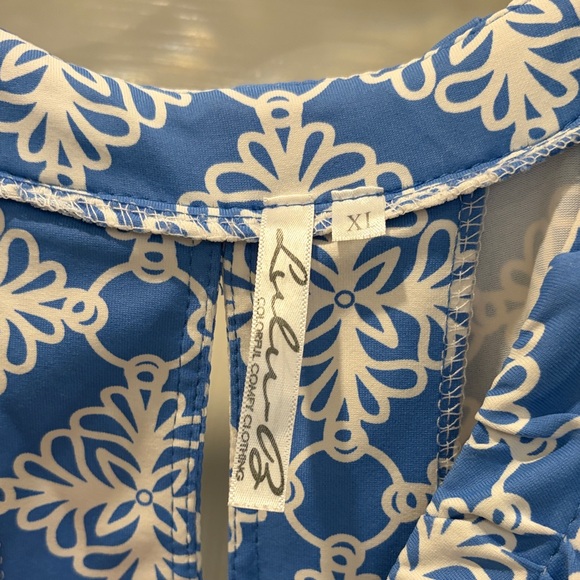 Lulu-B Blue and White Geometric Mini Dress sleeveless like new XL - Picture 5 of 6